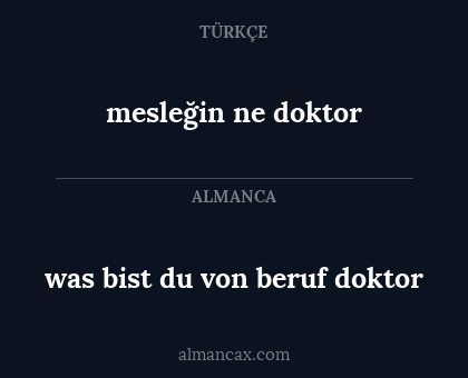 mesleğin ne doktor - was bist du von beruf doktor