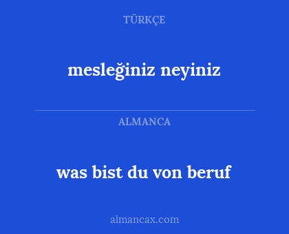 mesleğiniz neyiniz - was bist du von beruf