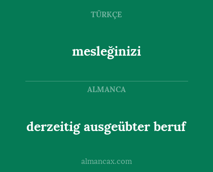 derzeitig ausgeübter beruf - mesleğinizi