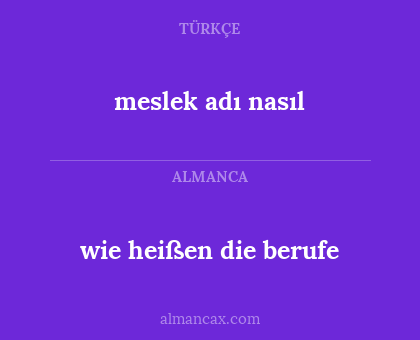 meslek adı nasıl - wie heißen die berufe