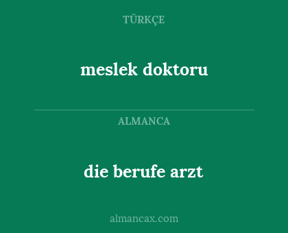 die berufe arzt - meslek doktoru