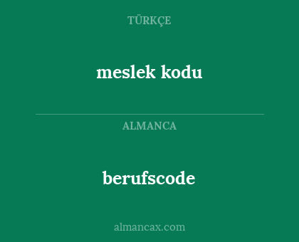 berufscode - meslek kodu
