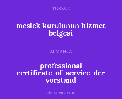 meslek kurulunun hizmet belgesi - professional certificate-of-service-der vorstand