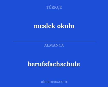 meslek okulu - berufsfachschule