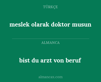 bist du arzt von beruf - meslek olarak doktor musun