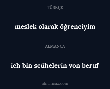 meslek olarak öğrenciyim - ich bin scühelerin von beruf