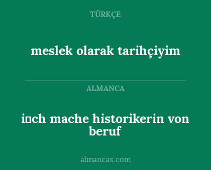 i̇ch mache historikerin von beruf - meslek olarak tarihçiyim