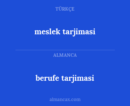 berufe tarjimasi - meslek tarjimasi