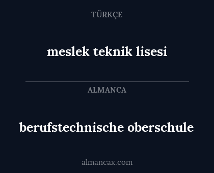 meslek teknik lisesi - berufstechnische oberschule