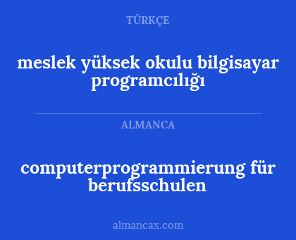 computerprogrammierung für berufsschulen - meslek yüksek okulu bilgisayar programcılığı