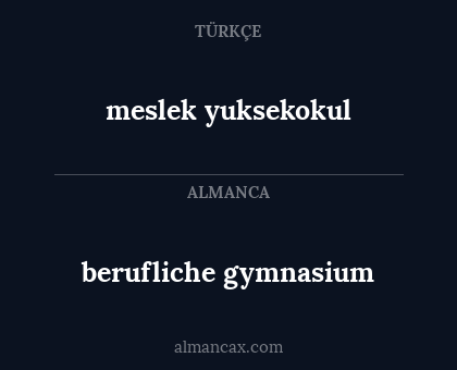meslek yuksekokul - berufliche gymnasium