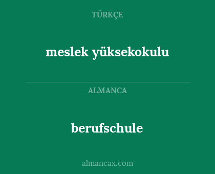 meslek yüksekokulu - berufschule