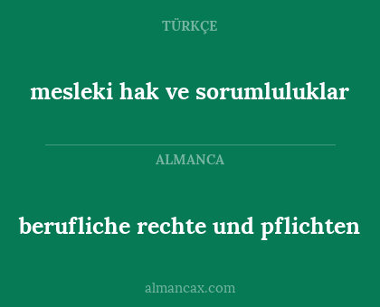 berufliche rechte und pflichten - mesleki hak ve sorumluluklar
