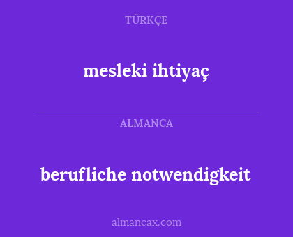 berufliche notwendigkeit - mesleki ihtiyaç