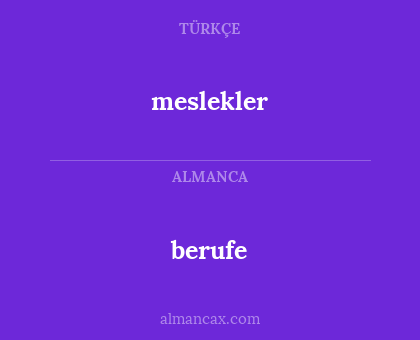 meslekler - berufe
