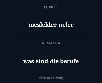 was sind die berufe - meslekler neler