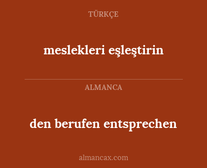 meslekleri eşleştirin - den berufen entsprechen