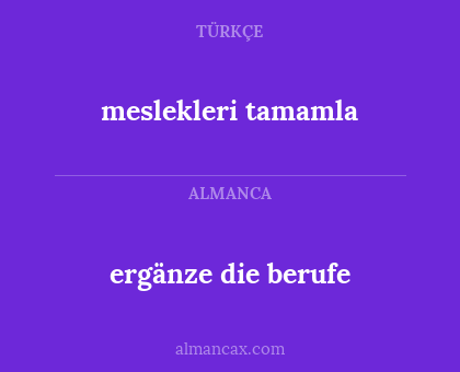 ergänze die berufe - meslekleri tamamla