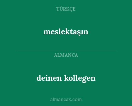 deinen kollegen - meslektaşın