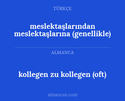 kollegen zu kollegen (oft) - meslektaşlarından meslektaşlarına (genellikle)