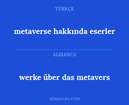werke über das metavers - metaverse hakkında eserler