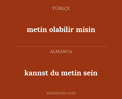 metin olabilir misin - kannst du metin sein