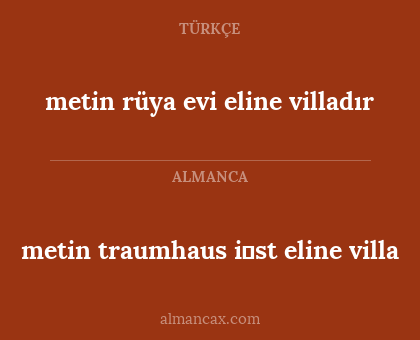 metin traumhaus i̇st eline villa - metin rüya evi eline villadır