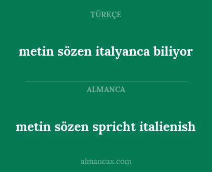 metin sözen spricht italienish - metin sözen italyanca biliyor