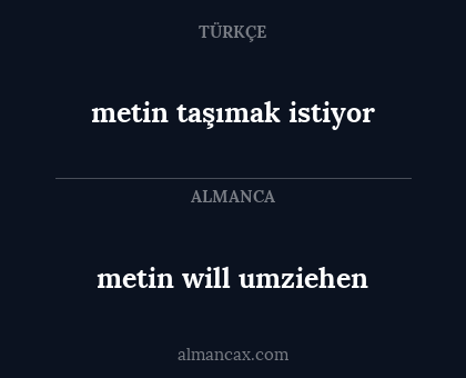 metin will umziehen - metin taşımak istiyor