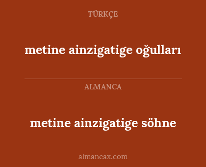 metine ainzigatige oğulları - metine ainzigatige söhne