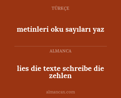 metinleri oku sayıları yaz - lies die texte schreibe die zehlen
