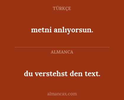 du verstehst den text. - metni anlıyorsun.