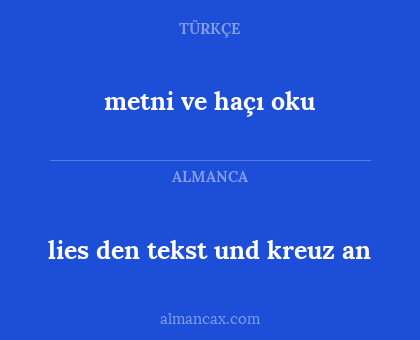 lies den tekst und kreuz an - metni ve haçı oku