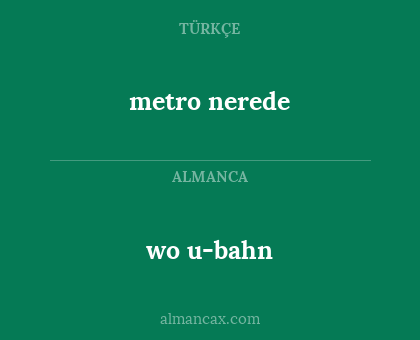 metro nerede - wo u-bahn