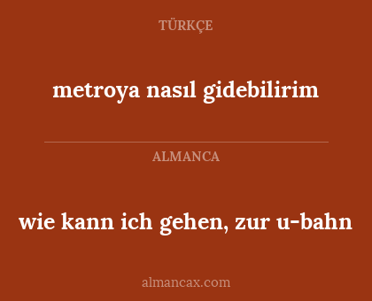 metroya nasıl gidebilirim - wie kann ich gehen, zur u-bahn
