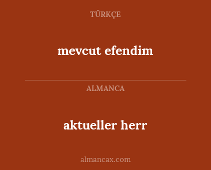 aktueller herr - mevcut efendim