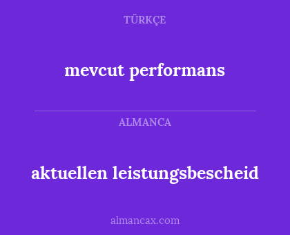 mevcut performans - aktuellen leistungsbescheid