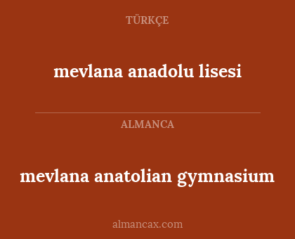 mevlana anatolian gymnasium - mevlana anadolu lisesi