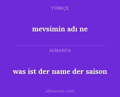 mevsimin adı ne - was ist der name der saison