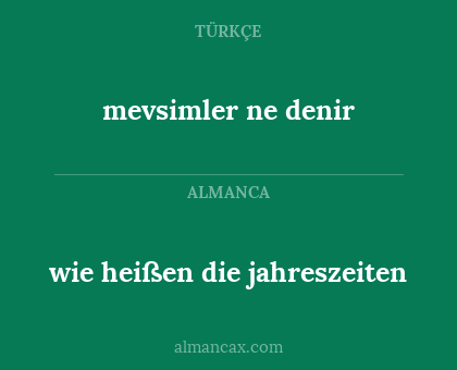 mevsimler ne denir - wie heißen die jahreszeiten