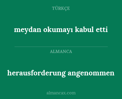 meydan okumayı kabul etti - herausforderung angenommen