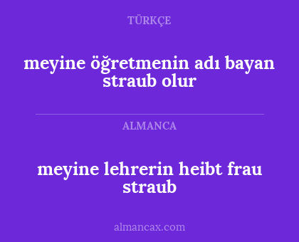 meyine lehrerin heibt frau straub - meyine öğretmenin adı bayan straub olur