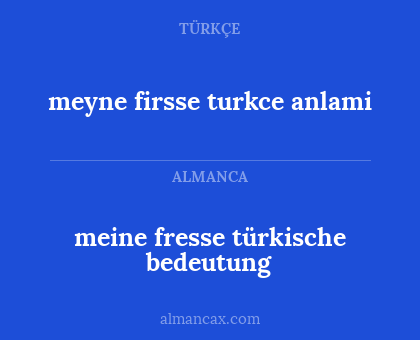 meyne firsse turkce anlami - meine fresse türkische bedeutung