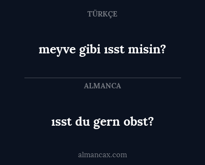 ısst du gern obst? - meyve gibi ısst misin?