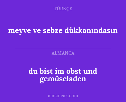 du bist im obst und gemüseladen - meyve ve sebze dükkanındasın