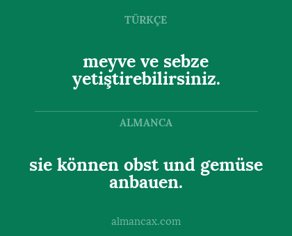 meyve ve sebze yetiştirebilirsiniz. - sie können obst und gemüse anbauen.