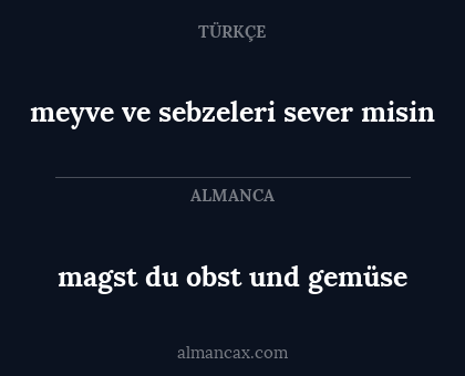 meyve ve sebzeleri sever misin - magst du obst und gemüse