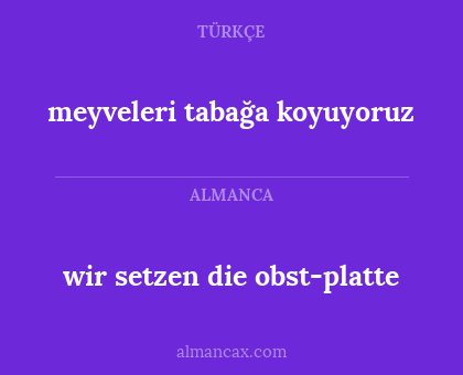 wir setzen die obst-platte - meyveleri tabağa koyuyoruz