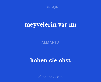 haben sie obst - meyvelerin var mı