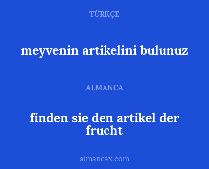 finden sie den artikel der frucht - meyvenin artikelini bulunuz